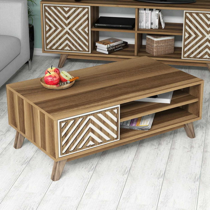 Hanah Home Mesa de Centro Inci - Walnut, Cream Hanah Home Mesa de Centro Inci - Walnut, Cream